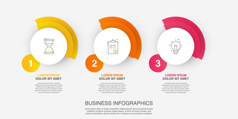 Vector template circle infographics. Modern business concept with 3 options and parts. Three steps for content, flowchart, timeline, levels