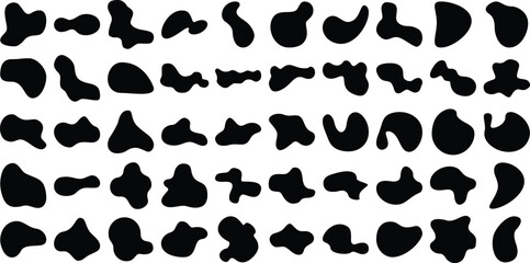 Hand Drawn Organic Shapes Liquid and fluid shape Black symbol Set 50