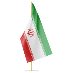 3d flag of Iran on stand transparent background PNG