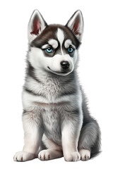Fototapeta premium Siberian Husky cute dog with a transparent background. Generative AI
