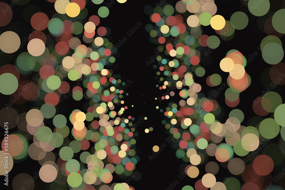 Poster multicolored blurred pattern of small round spots on a black background. abstract fractal 3d renderi