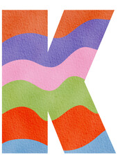 Rainbow K Alphabet For Kids: Cartoon English Alphabet, Vibrant Hand-Drawn Watercolor Font, Uppercase Letters, Playful Typography And Vector Illustration For Posters And Cards