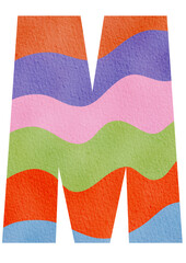 Rainbow M Alphabet For Kids: Cartoon English Alphabet, Vibrant Hand-Drawn Watercolor Font, Uppercase Letters, Playful Typography And Vector Illustration For Posters And Cards