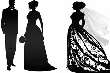 silhouette of a bride and groom created using AI Generative Technology