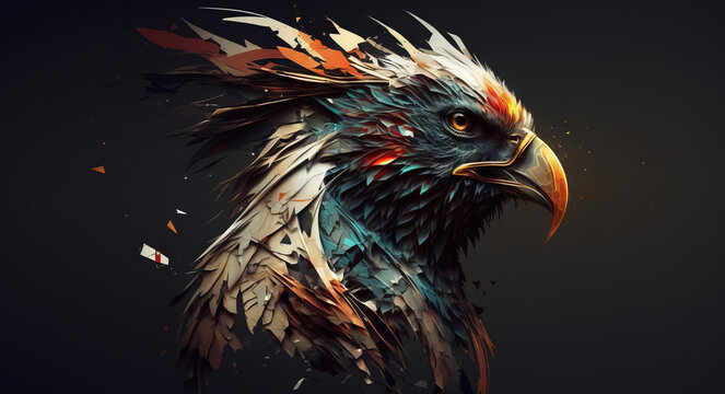 Abstract mutant creature illustration. Weird chimera animal on background in contrast colors, generative ai.