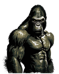 Fototapeta premium Gorilla Illustration With Transparent Background. Generative Ai.