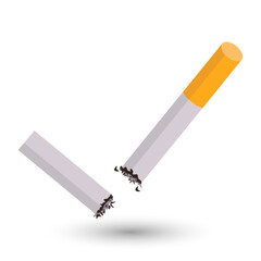 broken cigarette icon, no smoking, anti tobacco day
