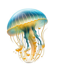 Jellyfish Illustration With Transparent Background. Generative Ai.