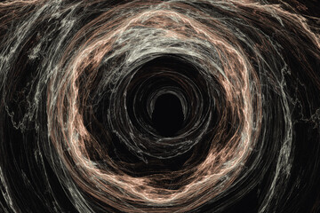 Orange gray pattern of crooked waves on a black background. Abstract fractal 3D rendering