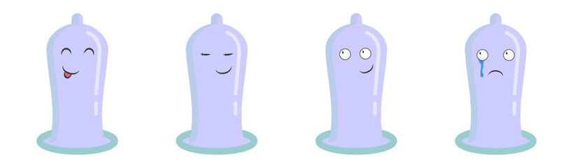 Set of  condom isolated on white background. Vector illustration	
