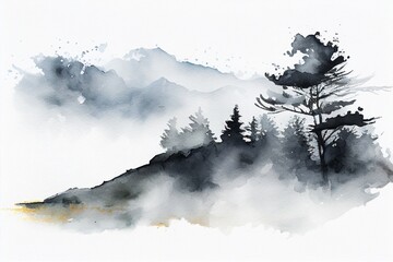 Ink fog illustration white background,Generative AI