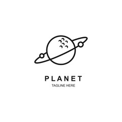 Line planet icon vector.