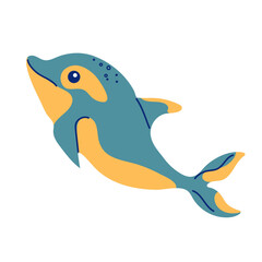 Vector illustration of funny dolphin for design element.
