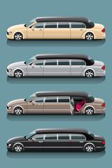 Taxi cars Limousine isolated. Limousine taxi for special passengers It is the service of a large hotel or national agencies