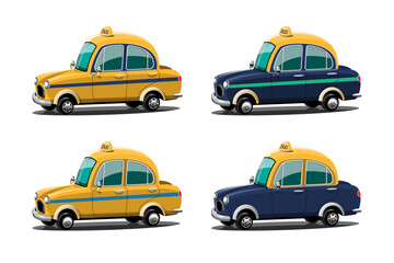 Fototapeta na wymiar Taxi car service mockup for brands and Car Games. Illustrations for games and advertisements