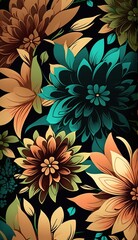 flat illustration art flower pattern background,Generative AI