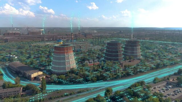 Metallurgical factory concept. Visualization of a modern metallurgical plant