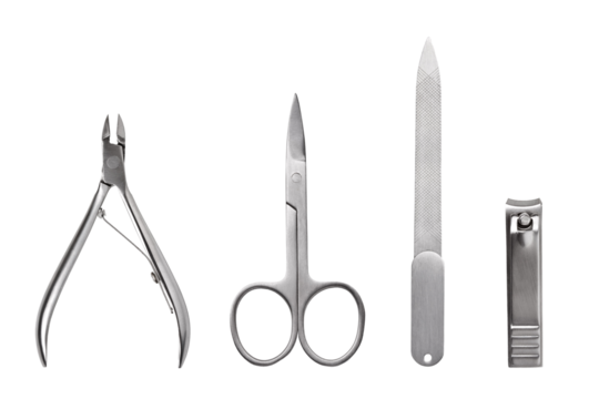Tools of a manicure set on transparent background. png file