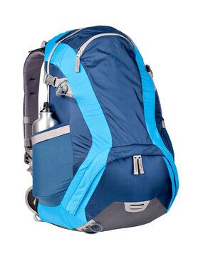 blue backpack on transparent background. png file