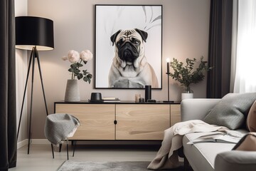 mock up poster frame in modern interior background, living room, Contemporary style, 3D render, 3D illustration | Gallery wall mock-up in cosy living room interior, Generative AI