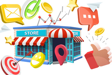 3D  Conceptual Illustration of Small Business SEO