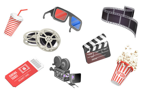 3D  Conceptual Illustration of Cinema Element Set