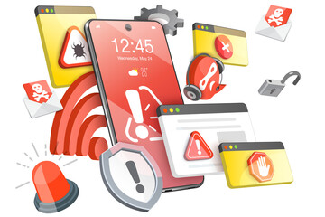 3D  Conceptual Illustration of Mobile Fraud