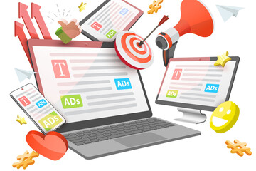 3D  Conceptual Illustration of Social Media ADs