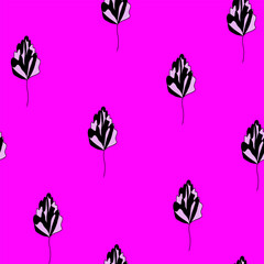 Abstract pink flower seamless pattern on fuchsia background. Simple botanical illustration for cover design,home,interior decoration.Print for fashion design,accessories.