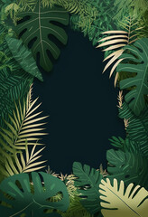 Fototapeta na wymiar 2d flat rainforest style invitation card,Generative AI