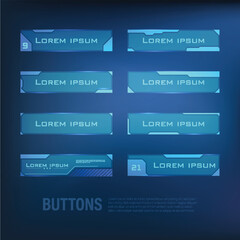 button set Techno-futuristic style sci-fi color blue 11