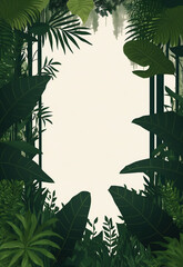 2d flat rainforest style invitation card,Generative AI