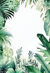 Watercolor small amount Tropical Jungle Background,Generative AI