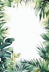 Watercolor small amount Tropical Jungle Background,Generative AI