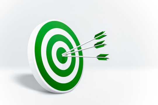 Round shaped target with arrow on white background