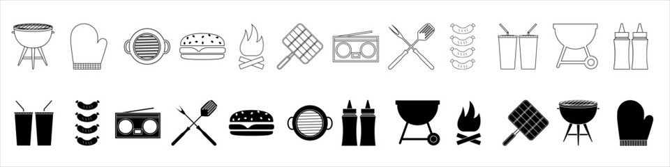 BBQ icon vector set. Grill illustration sign collection. BBQ or logo.