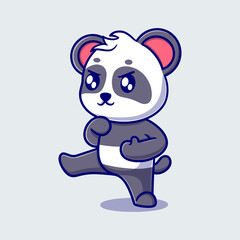 Obraz na płótnie Canvas Cute panda cartoon icon illustration. funny gift cartoon. Business icon concept. Flat cartoon style