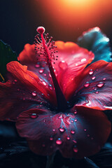 Hibiscus flower with water drops