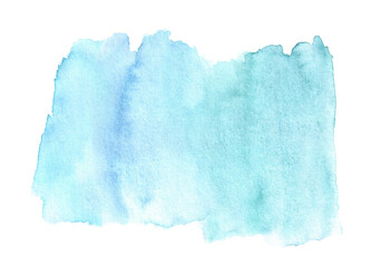 Hand drawn watercolor textured blue colored blur spot dot in blue color as design element.Isolated aquarelle drop as empty mock up.