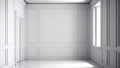 Empty white classic room interior. Generative AI
