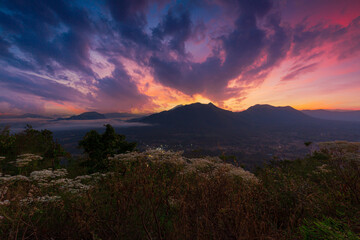 beautiful mountain and sky scenery,Sunset over the mountain range