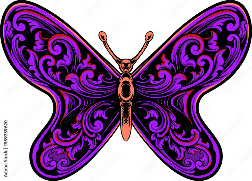 Wall mural beautiful butterfly vector design for elements, color editable