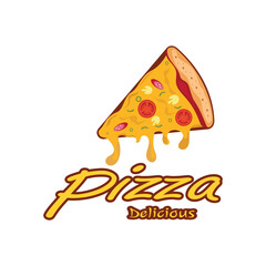 pizza logo design template illustration vector