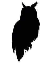 Fototapete Rund owl sitting vector silhouette black one © sfischka
