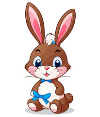 Cute white rabbits in various poses with white backgrounds. colorful Easter eggs vector illustration for kids and adults. Happy Spring holiday