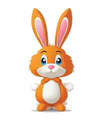 Cute white rabbits in various poses with white backgrounds. colorful Easter eggs vector illustration for kids and adults. Happy Spring holiday