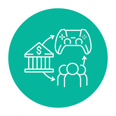 Gamefi ecosystem color line icon. Blockchain technology in digital crypto art.