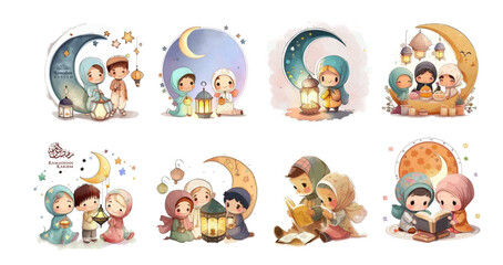 happy eid al adha sticker vector islamic kids activity