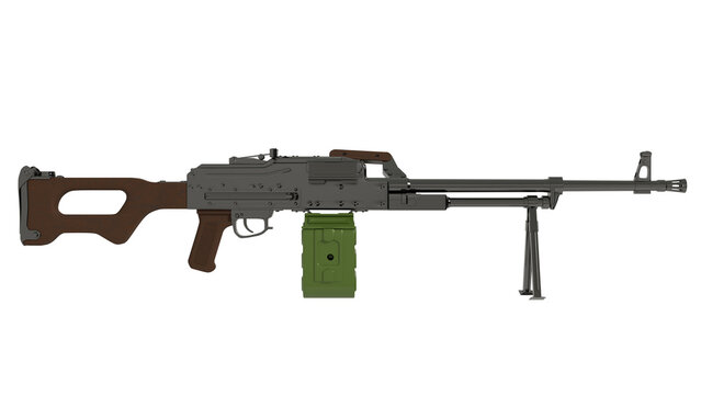 Machine gun. KM-7.62. On a transparent background. 3D illustration