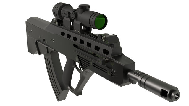 Vulcan-M (Maluk) assault rifle. On a transparent background. 3D illustration